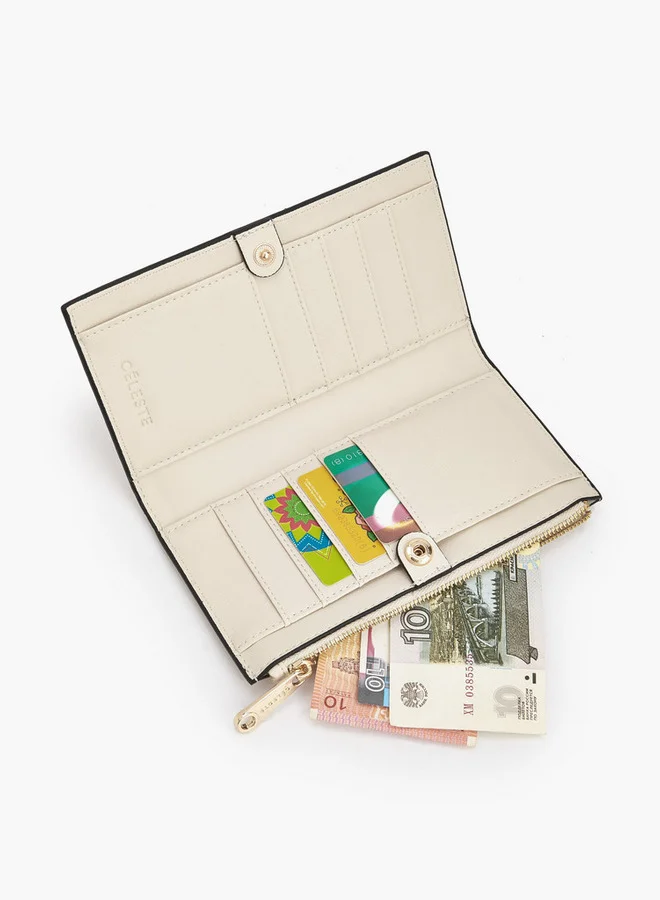 Celeste Monogram Embossed Wallet With Button Closure